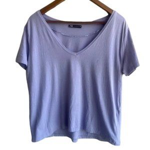 ZARA Purple Basic Short Sleeve Tee Women’s Large